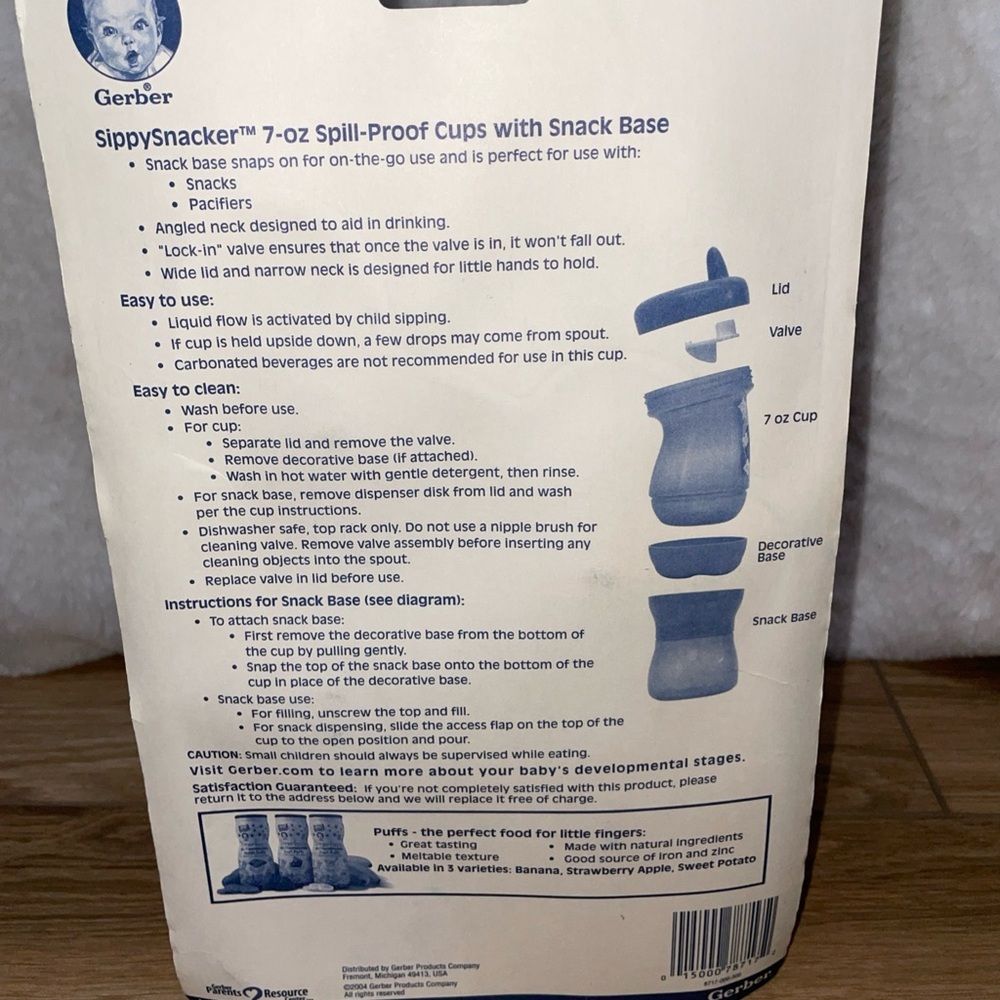 Gerber SippySnacker Spill-Proof Cups with Snack Base NOS NEW - Picture 3 of 4
